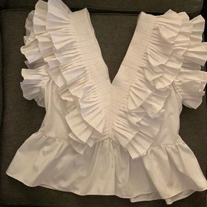 White Zara Blouse with ruffles. Gorgeous and super feminine size L.